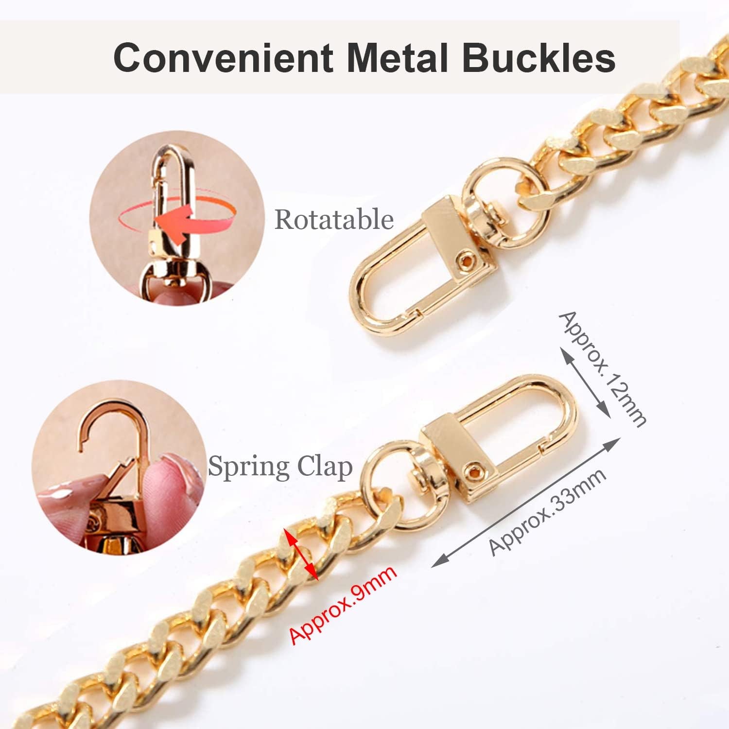 47″ Replacement Metal Purse Chain Strap Handle Shoulder Crossbody Handbag Bag