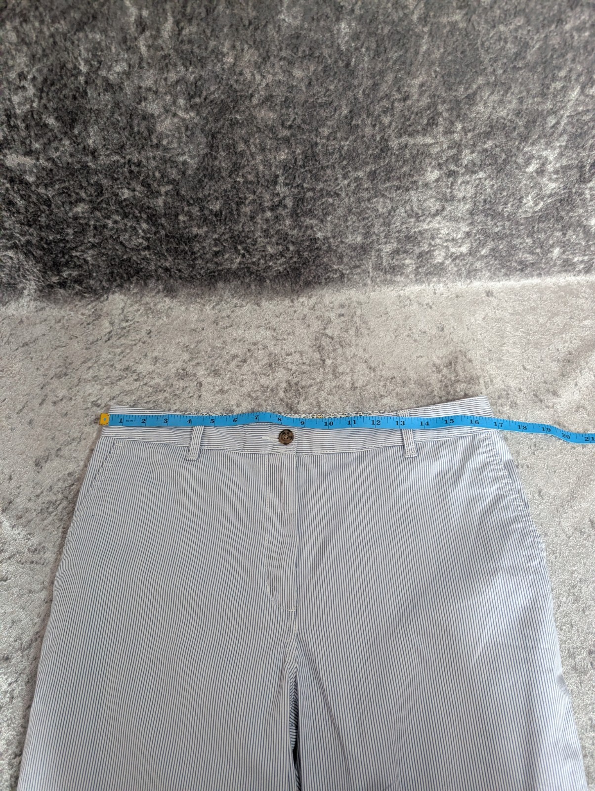 Marks & Spencer Blue & White Striped Tapered Cotton Summer Chino Trousers UK 12