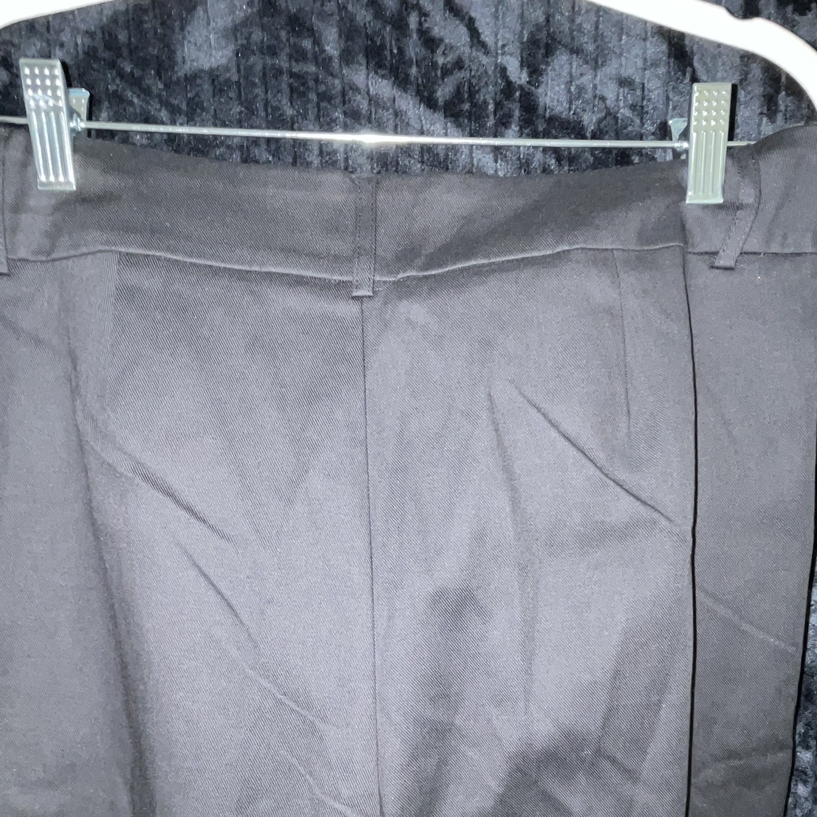 Time and Tru Black Solid Cropped Flat Front Cotton Blend Pants 38W 14