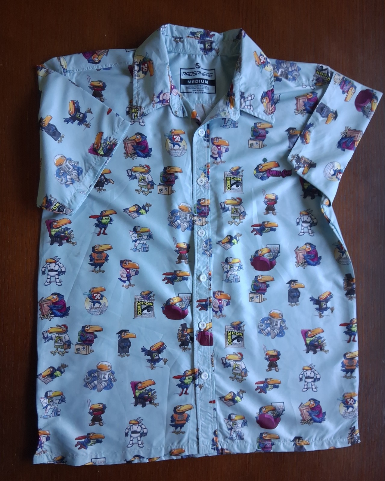 SDCC 2023 Exclusive ProSphere Toucan Mascot Button Up Hawaiian Shirt Sz Medium