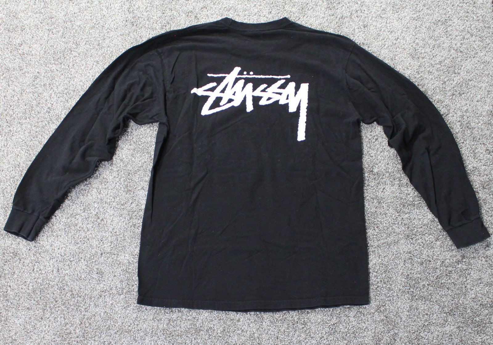 Stussy Size L Logo Black Long Sleeve Tee