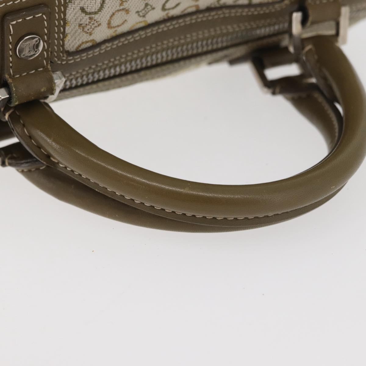 CELINE C Macadam Canvas Mini Boston Bag Khaki Silver Auth ep14462