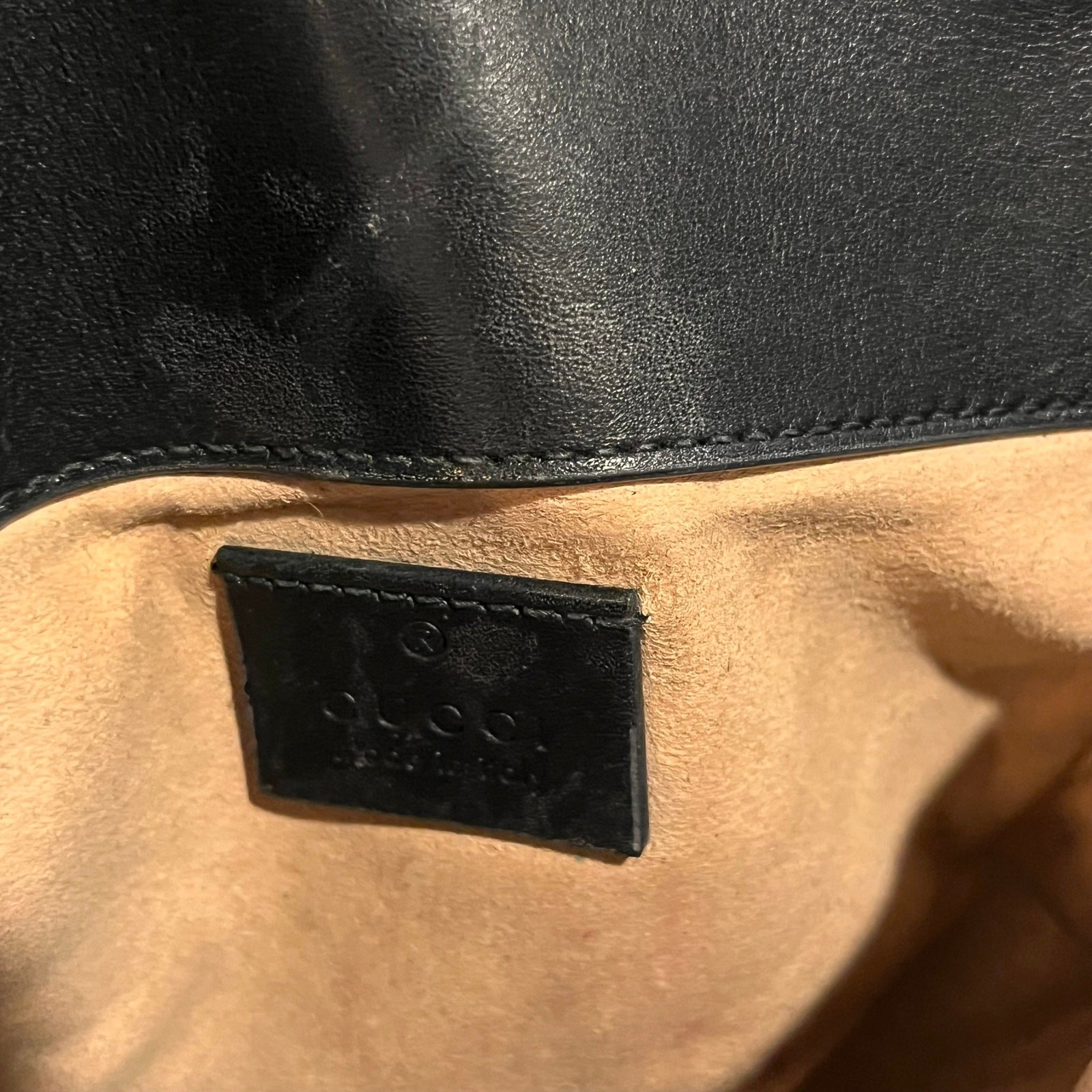 GUCCI GG Marmont Super Mini Black Calfskin Matelassé Crossbody