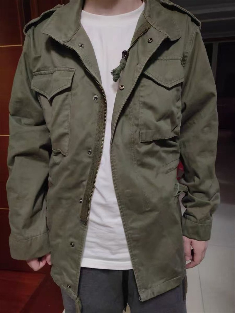 U.S. Vintage M65 Field Jacket Military Jacket Men Pockets Casual Work Green Coat