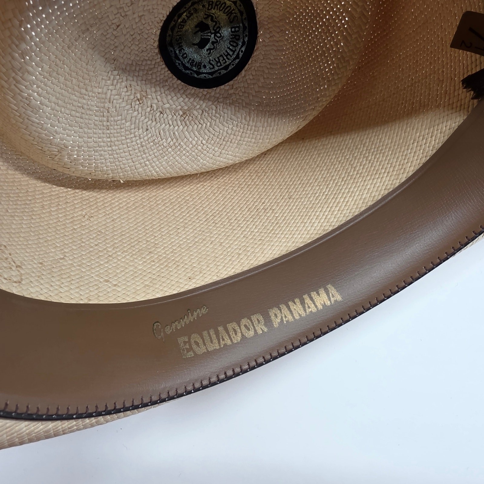 Brooks Brothers Panama Straw Hat Red Navy Band Size 7 1/2 Made in USA