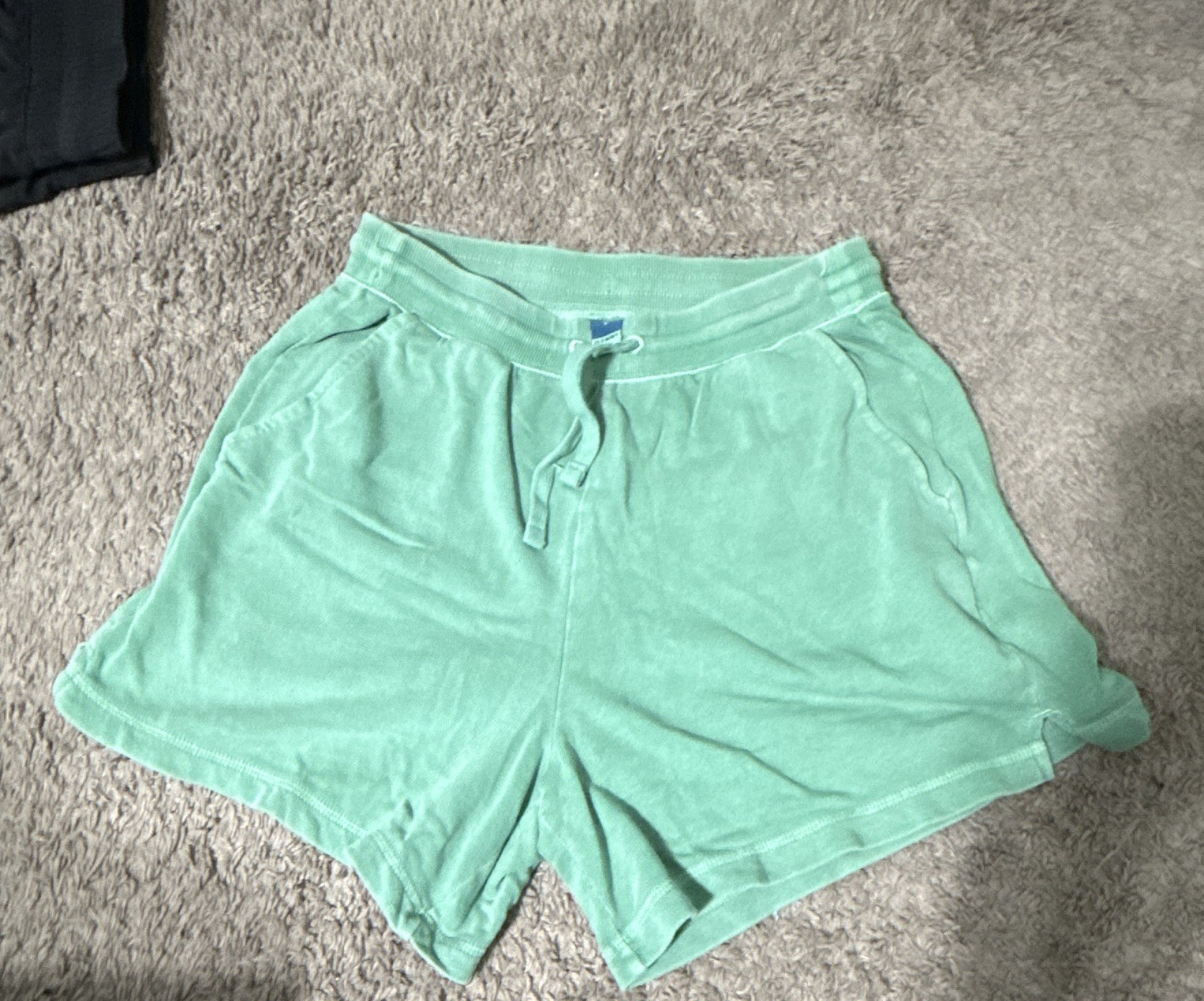 Women’s Green Knit Sweat Shorts Drawstring Elastic Waist Pockets S OLD NAVY