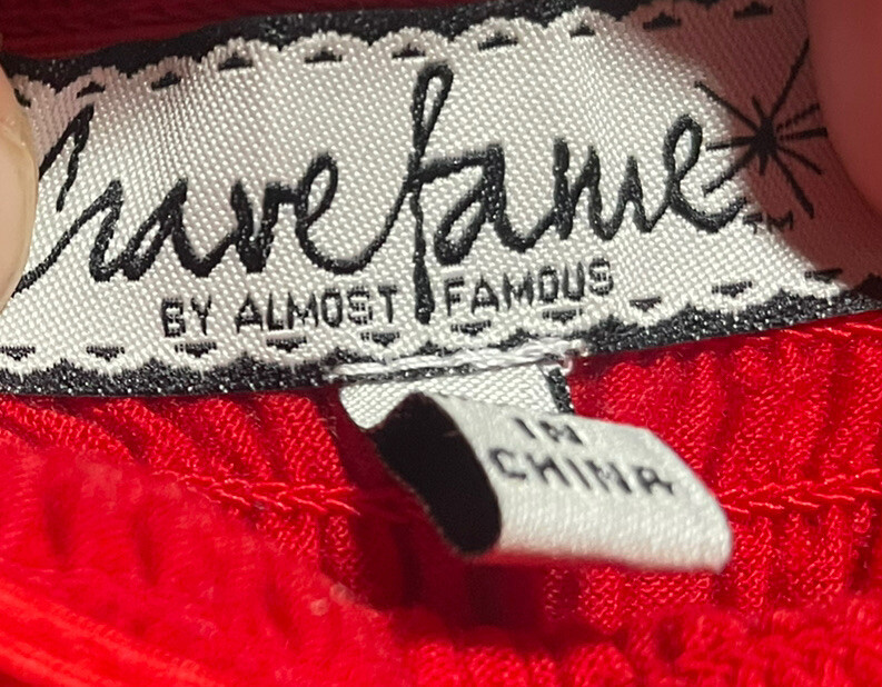 Crave Fame By Almost Famous Womens Large L Red Cropped Top Bandeau Set In Sleeve