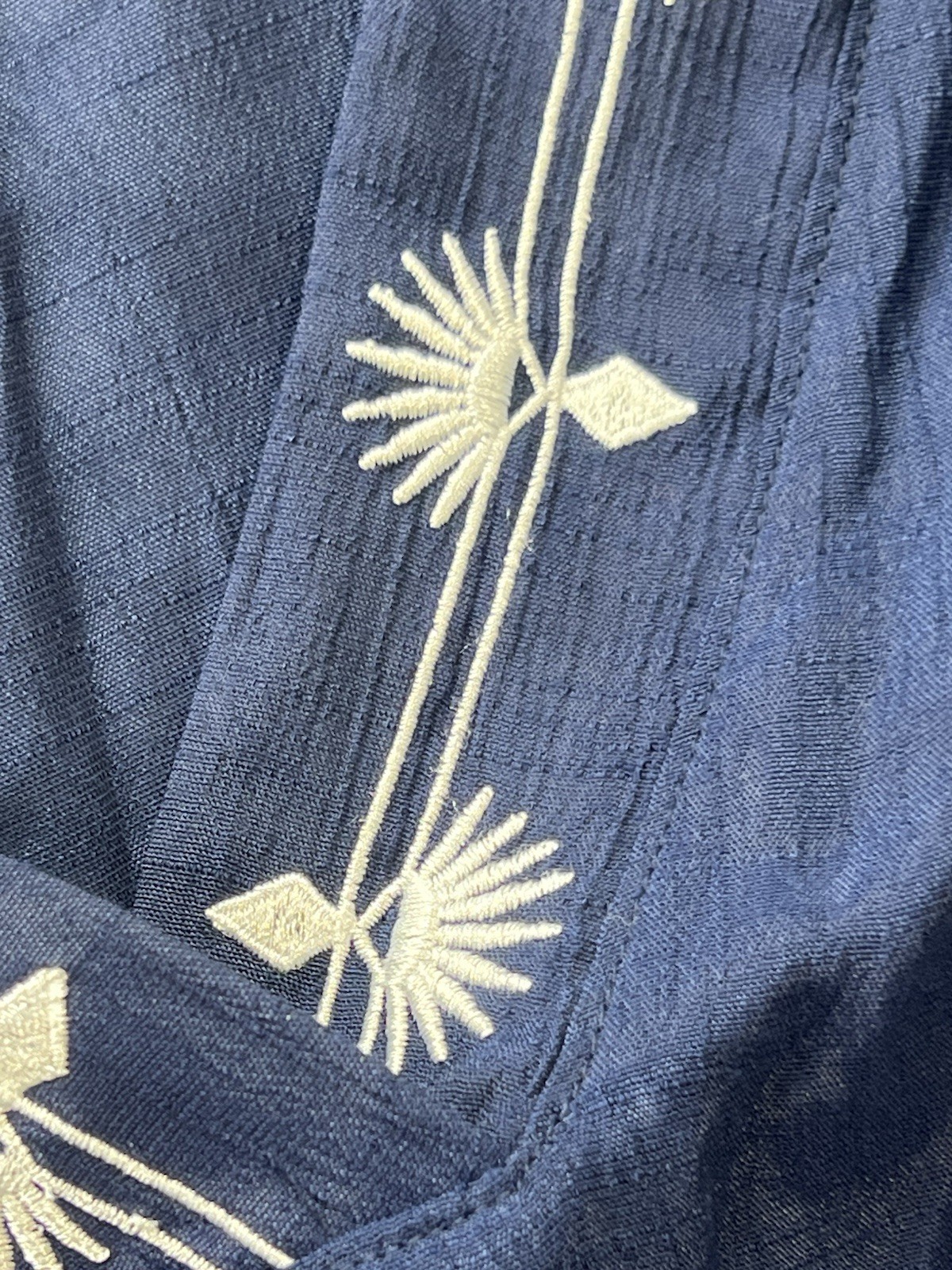 Kona Sol Navy Swim Cover Up Tunic Coastal Resort Beach Boho Embroidered Medium