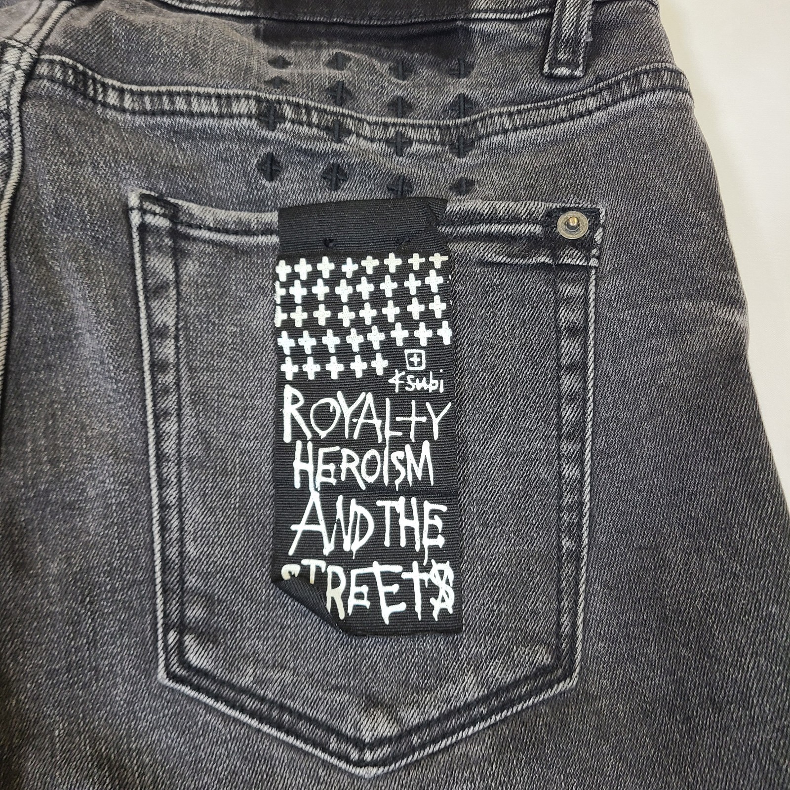 E1 Ksubi Jeans Van Winkle Mash Up 001 Black Skinny Distressed Grunge Men 30×32