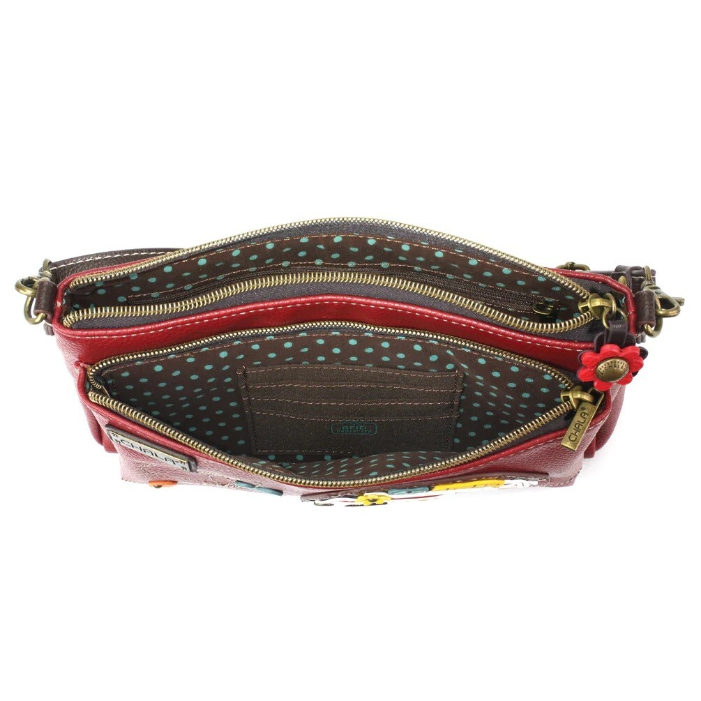 Chala Bus Deluxe Crossbody RFID Protected Vegan Leather Bag (Burgundy) NWT
