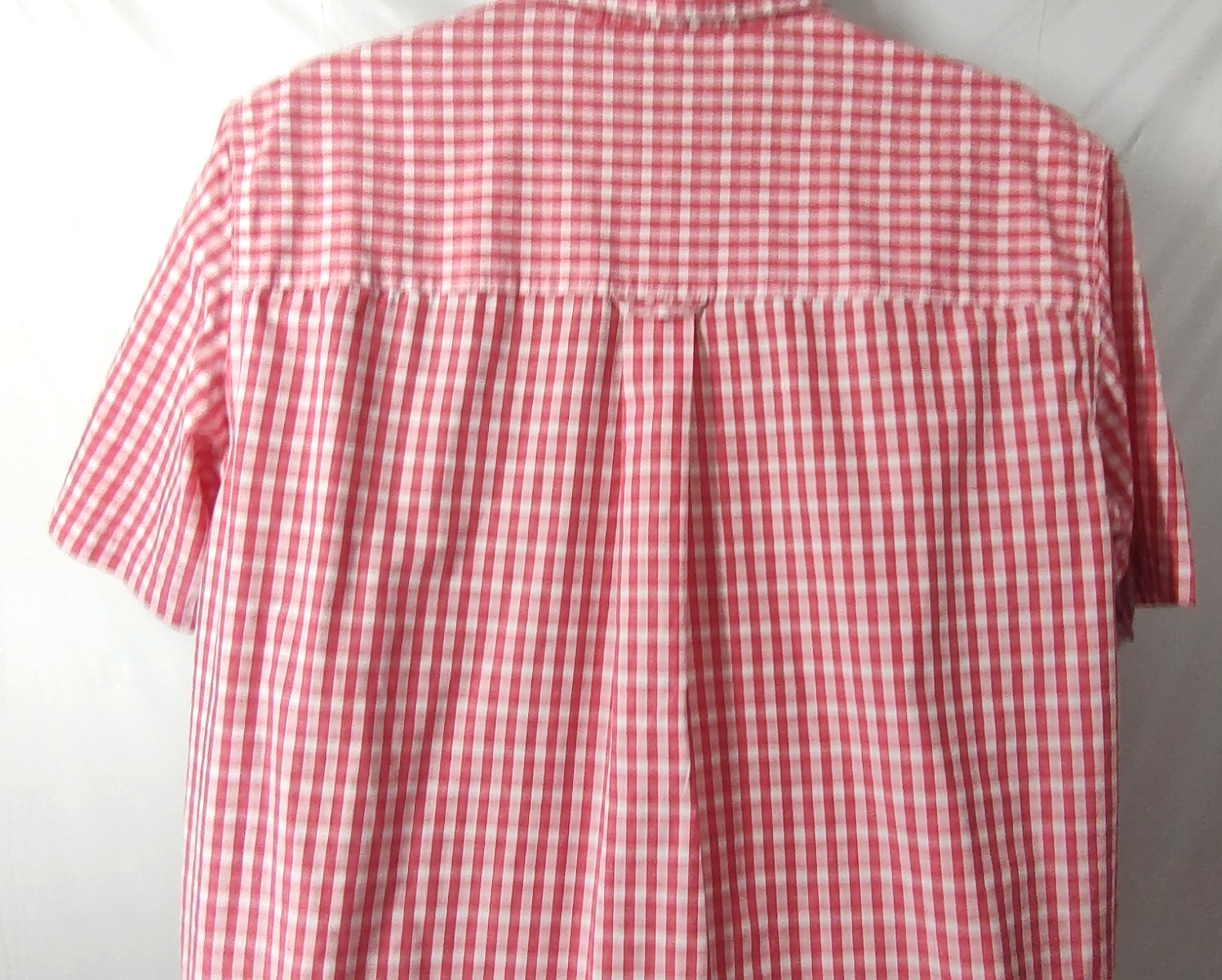 Chaps Easy Care Shirt Large Red White Check Button Down Short Sleeves Men’s