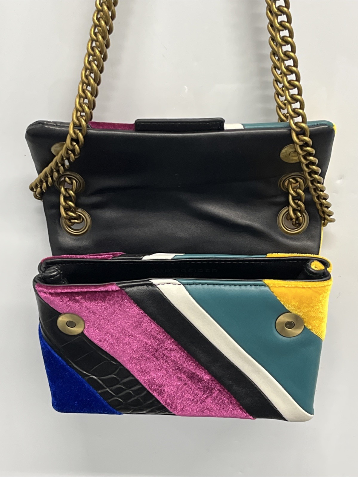 Kurt Geiger Multicolor Colorblock Shoulder Bag Gold Chain Strap