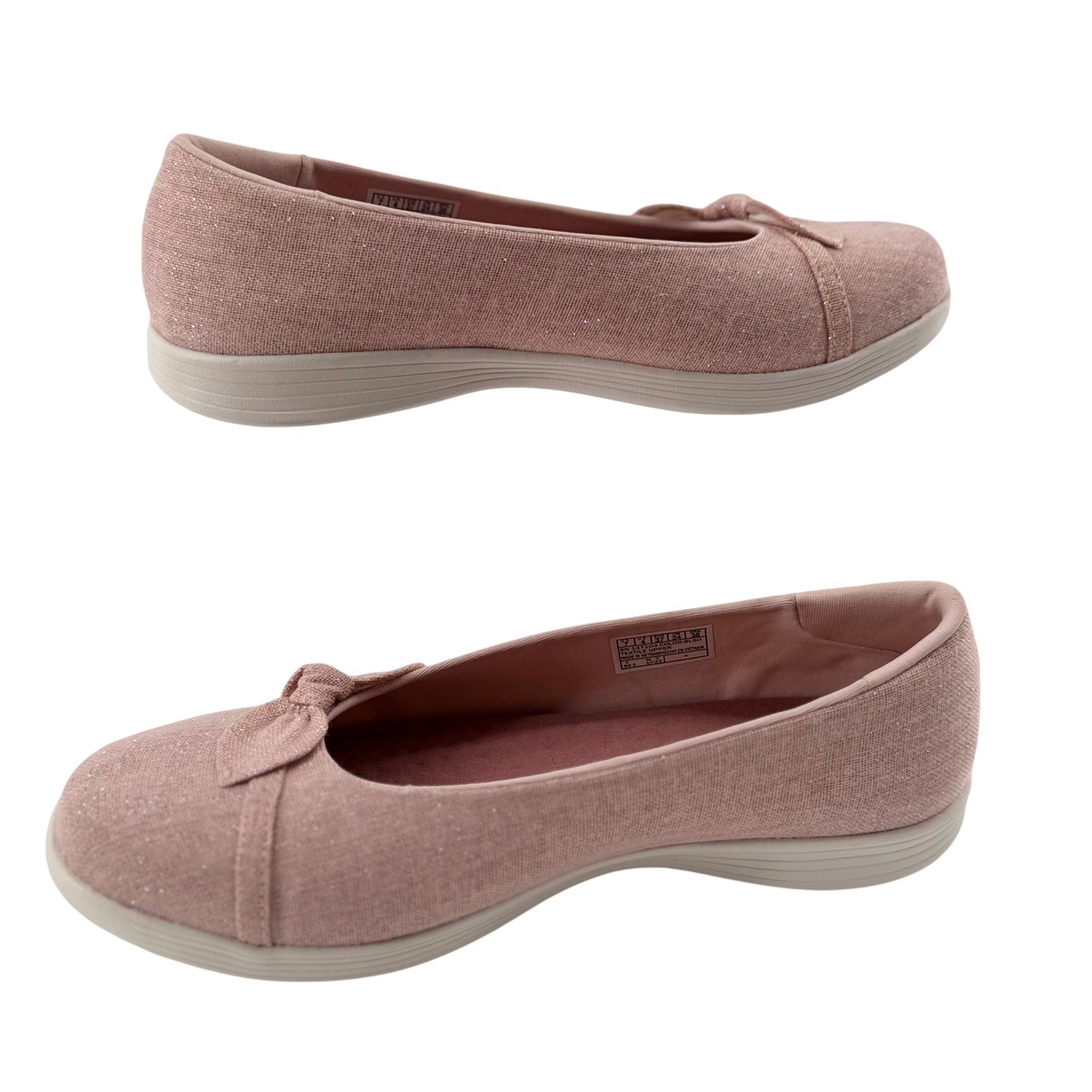 Skechers 7 On The Go Dreamy Slip On Ballet Flats Upscale Afterglow Shimmer Bow