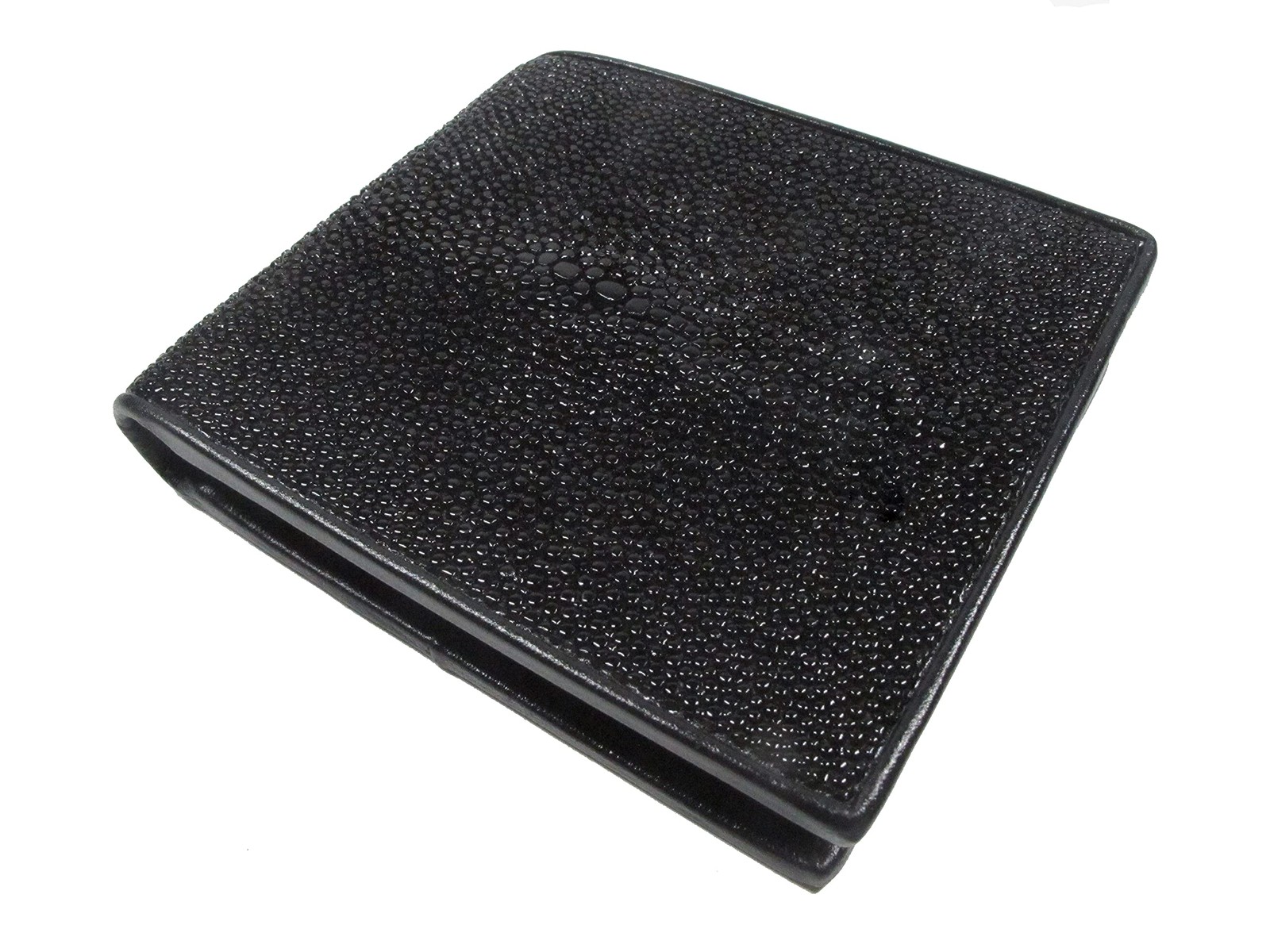 Pelgio Genuine Stingray Shagreen Skin Leather Bifold Wallet One Size, Black