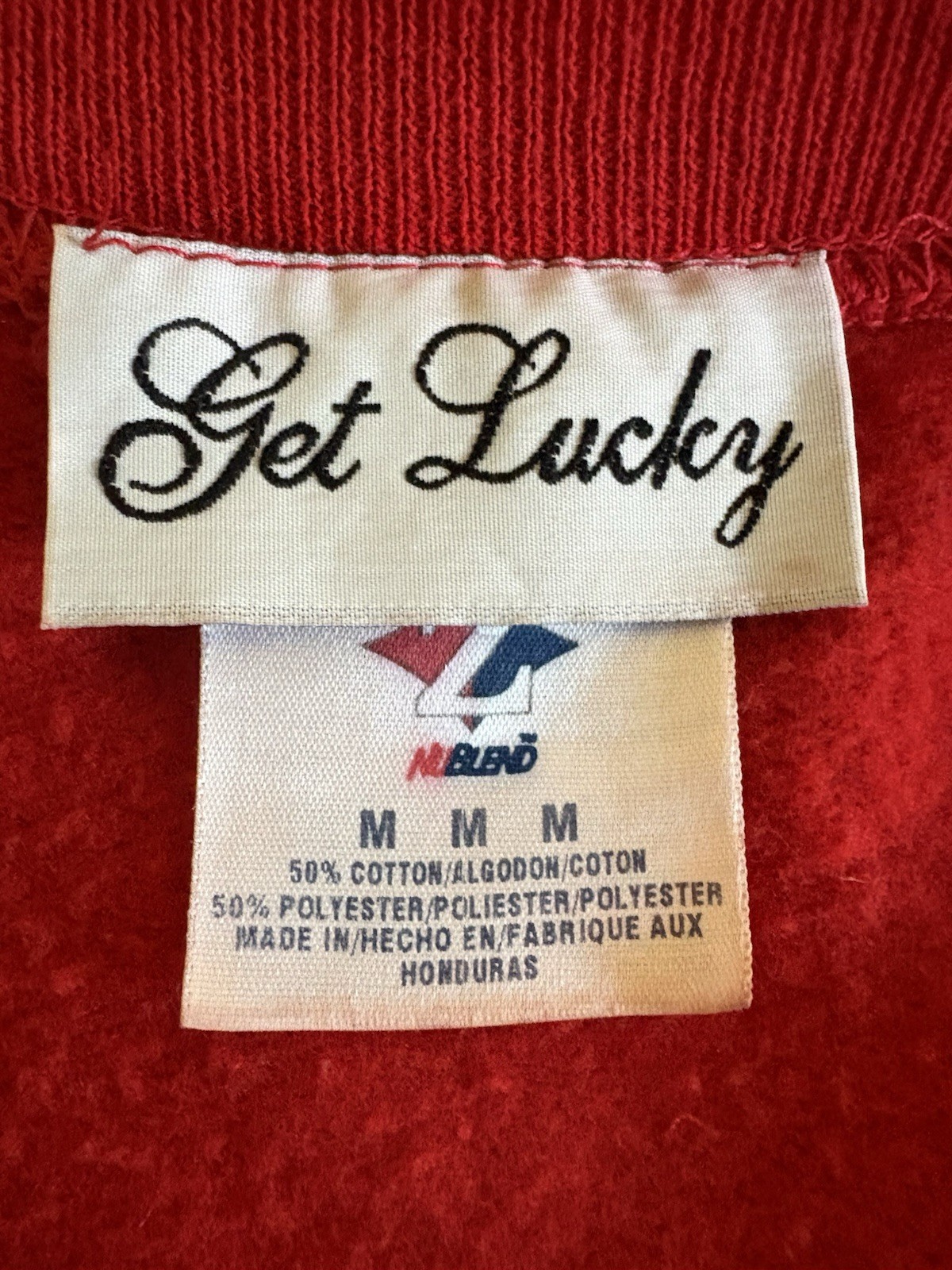 GET LUCKY Bling Studded Sweatshirt Jacket Rhinestone Accent Full Zip Red M