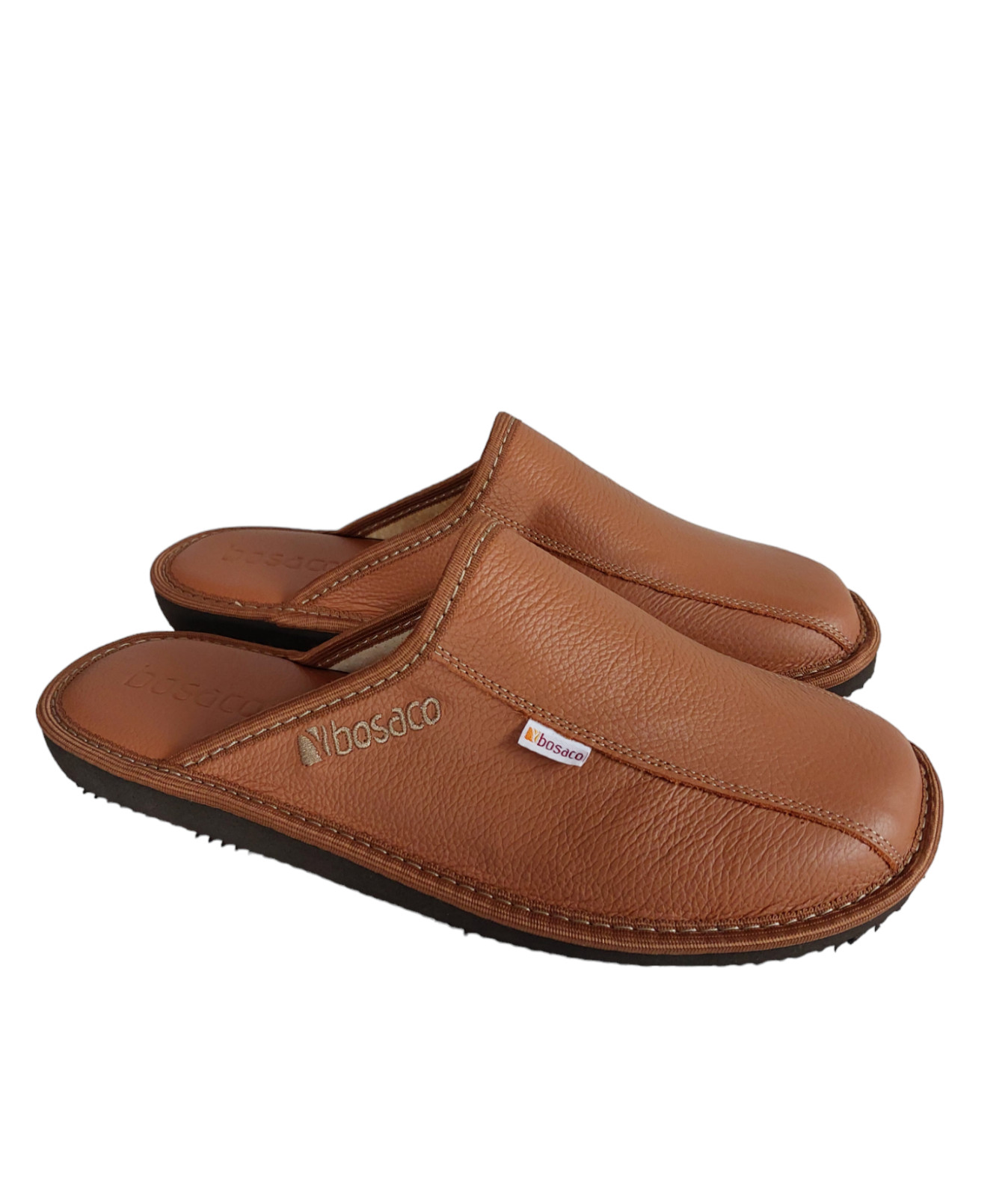 Mens Leather Slippers Moccasin Brown Mules Slip-on Slippers Sizes EU 40-46