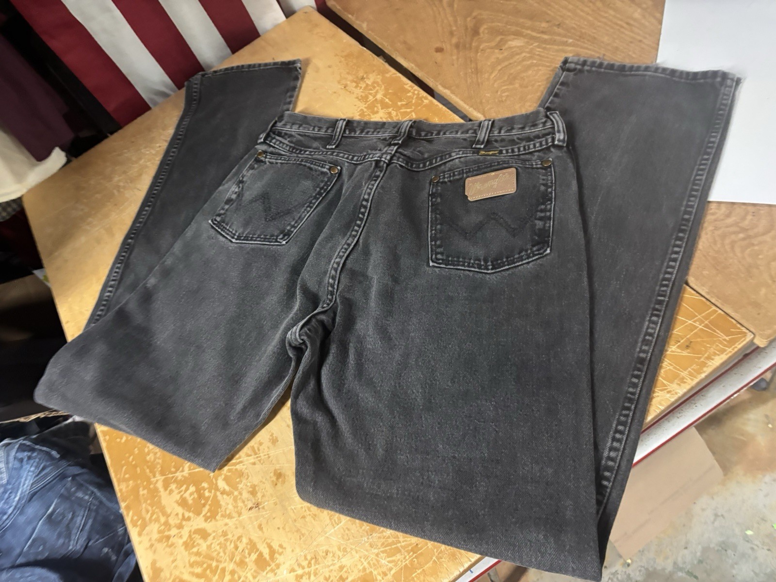 Vtg USA Wrangler 13MWZ Charcoal Black/Grey Original Cowboy Cut Jeans Mens 34×36