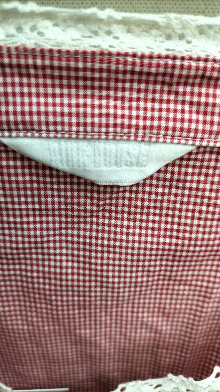 Pink House Red/White Gingham Check S/S Blouse, Women’s Top, Cute