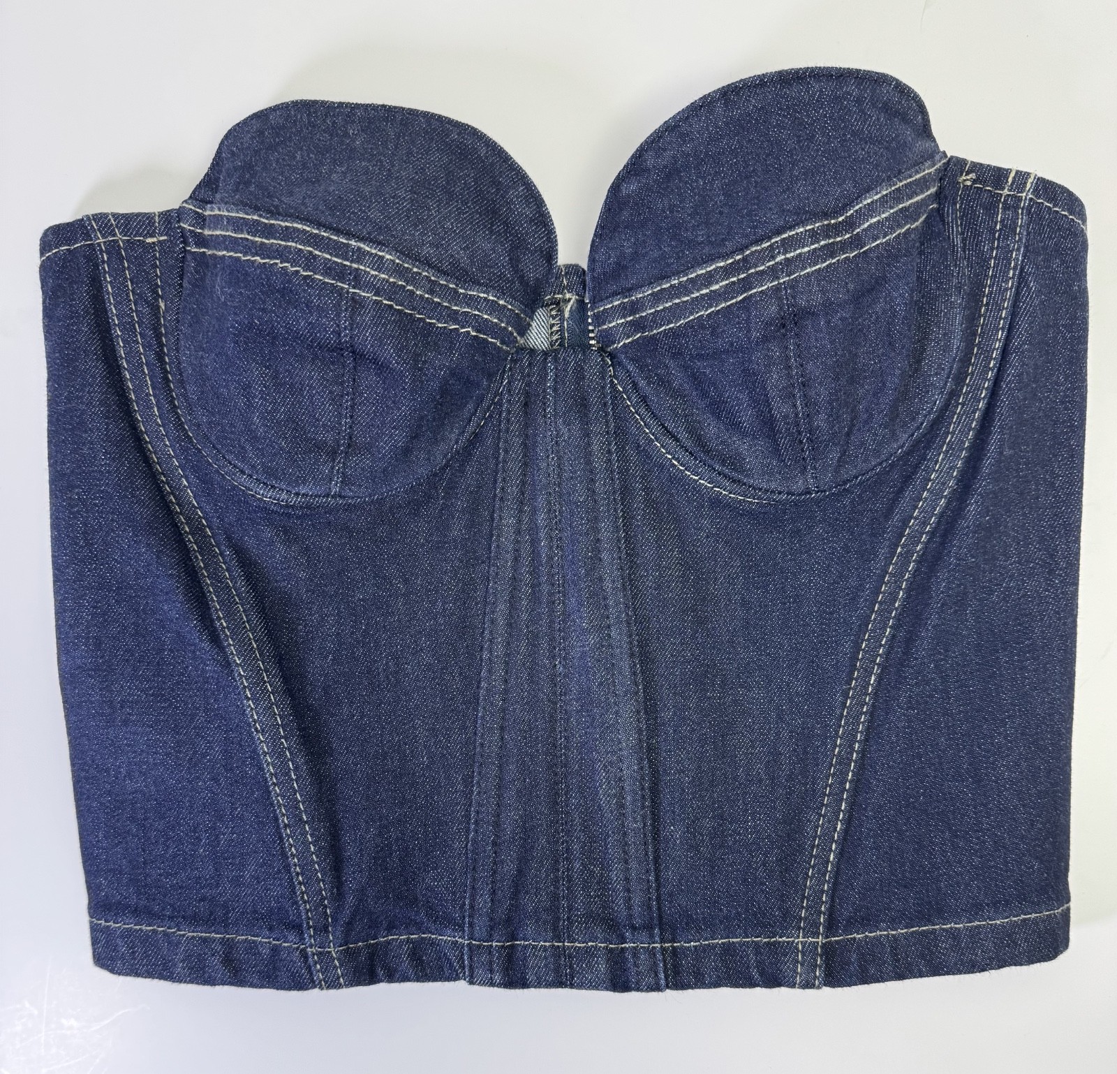 Zara Denim Bustier Corset Top NWT Size S Strapless Blue Jean Y2k Western