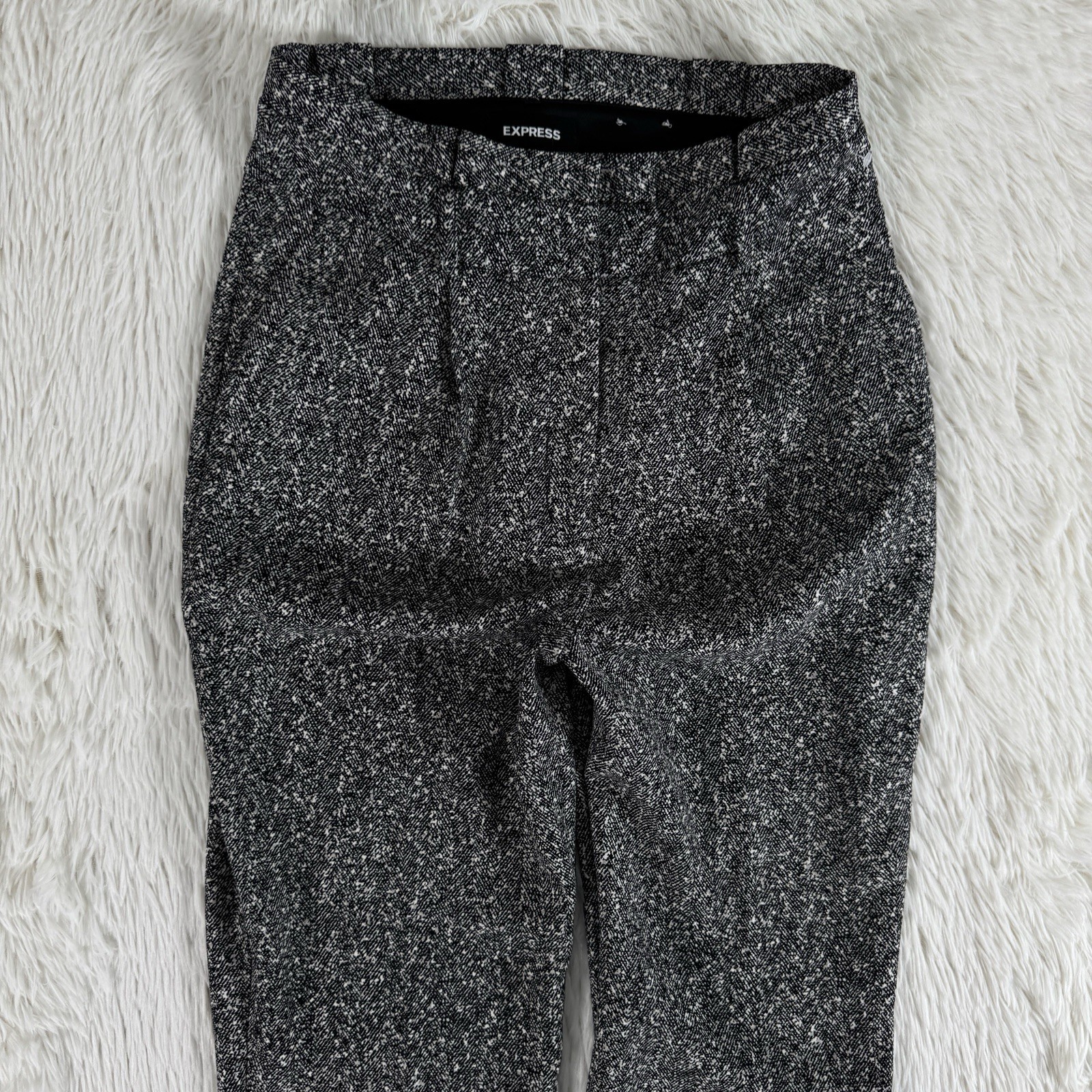 Express Black Salt & Pepper Pattern Super High-Rise Ankle Dress Pants Women’s 8L