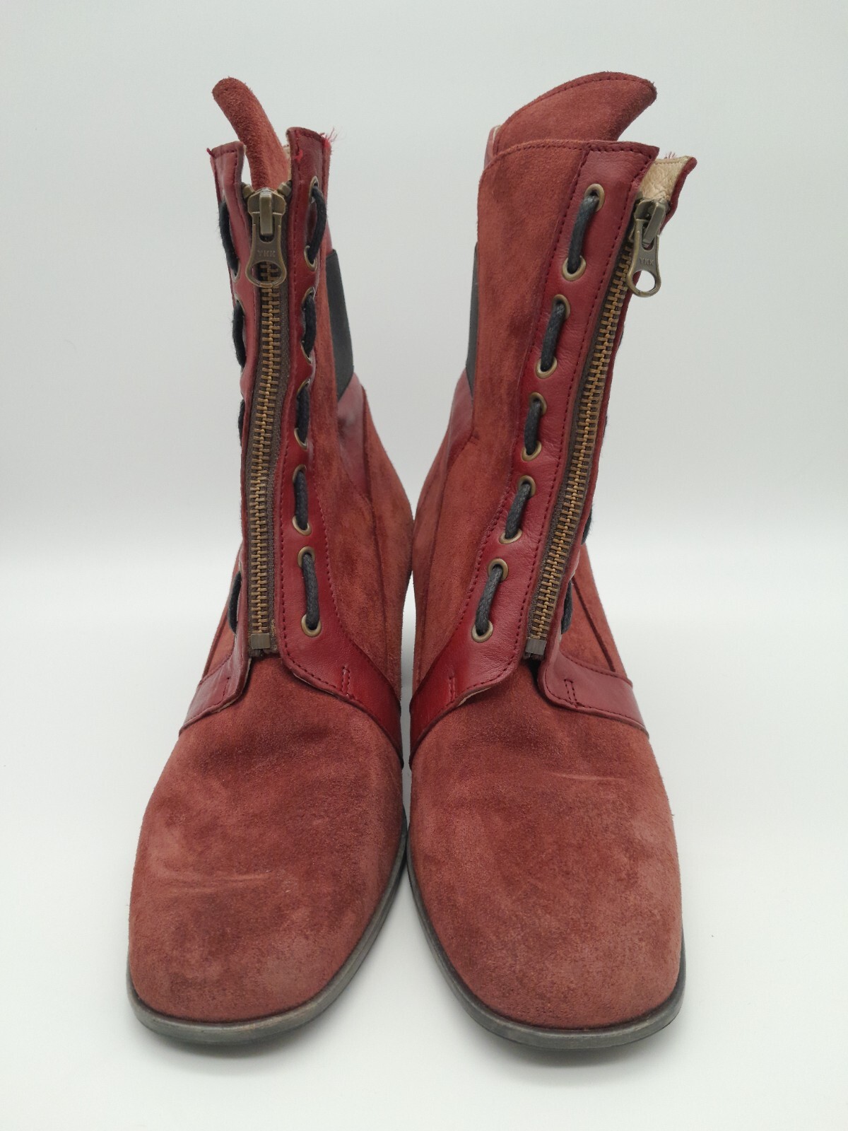 Casta Womens Red Leather High Heel Suede Boots Women’s Size EU 40 US 9-9.5