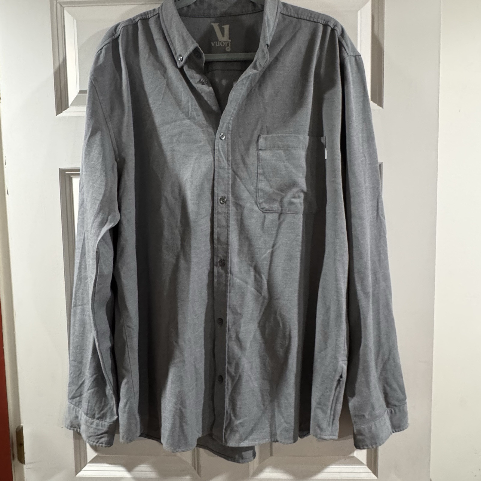 Vuori Shirt Mens XXL Gray 4-way Stretch Long Sleeve Button Down Bishop V153