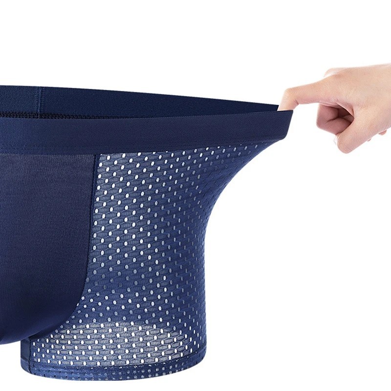 4 Pack Men’s Ice Silk Mesh Boxer Briefs Breathable Soft Plus Size Underwear