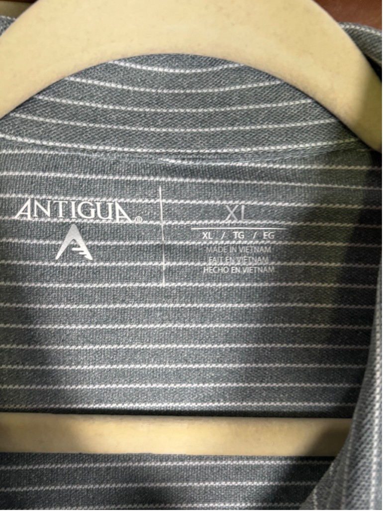 Antigua Collared Polo Shirt Esteem Mini Stripes “Master of Mixes” Gray M XL NWT