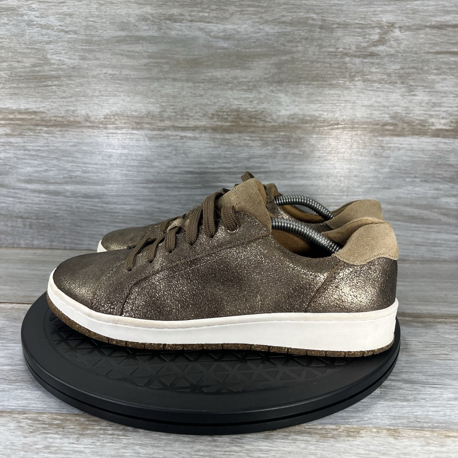 Aetrex Women’s Blake Brown Metallic Leather Casual Low Top Sneakers Size 8