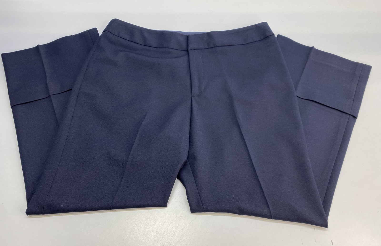 Smythe Womens Pant Deep Navy Blue Size 12 Cuffed Flood Ankle Straight Mid Rise