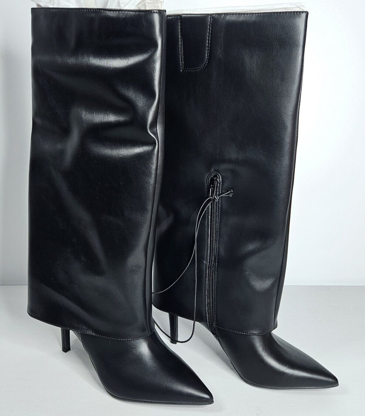 Worthing Padley Pointed Toe Size 9M Memory Foam Stiletto Tall Boots Black Zipper