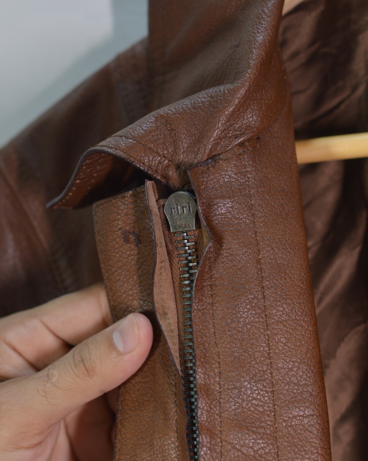 PRADA Vintage Brown Leather Motor Short Jacket Cropped Bomber IT 42 Italy