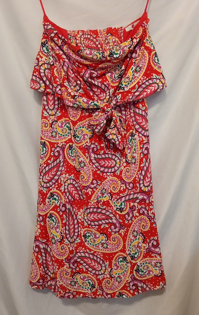 BODEN Lilah Multi Way Strapless Dress Women 6P Petite Red Paisley Halter