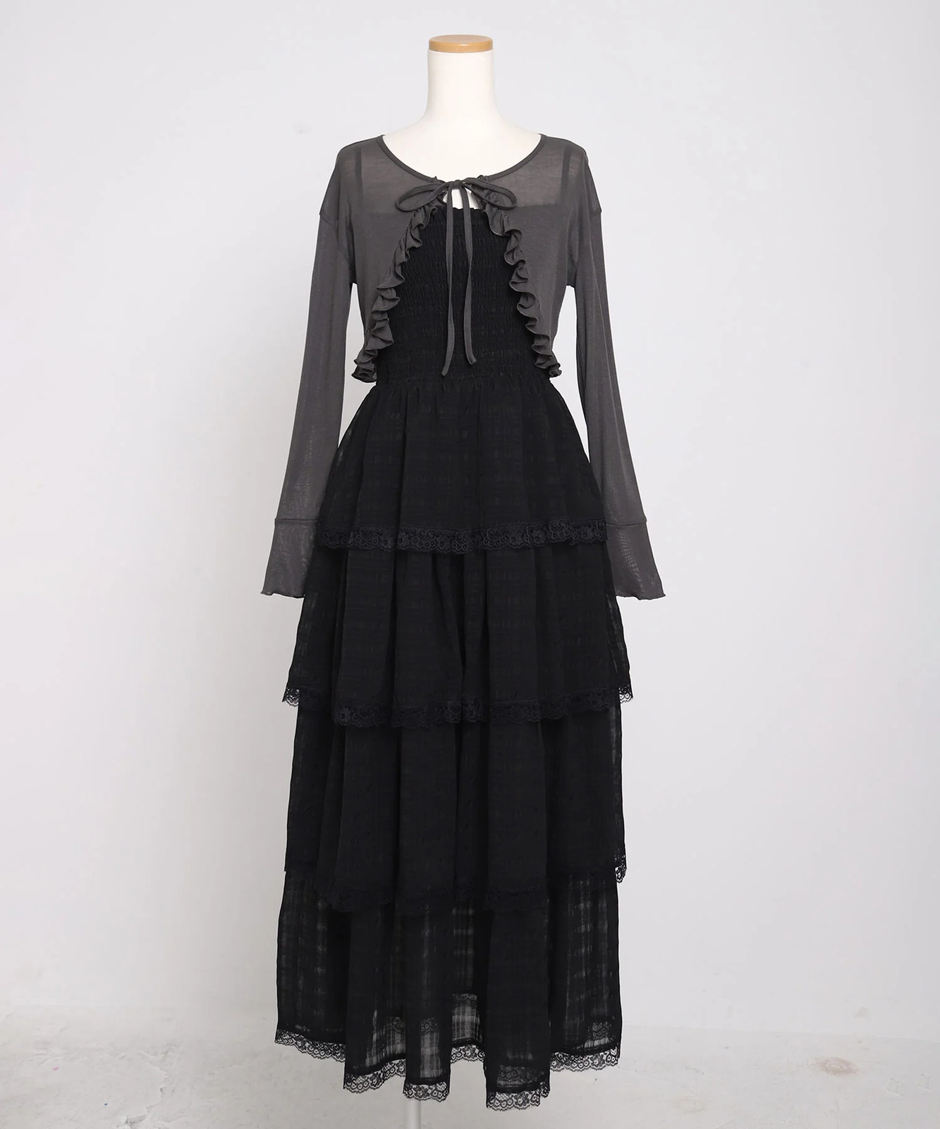 5 Way sheer bolero set tiered long cami dress Jirai New