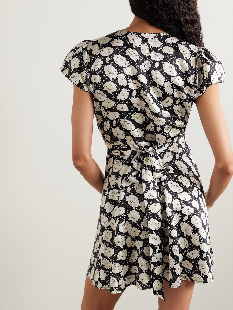 DOEN Dianne Floral-print Silk-satin Mini Dress Sz M Orig $400 NEW
