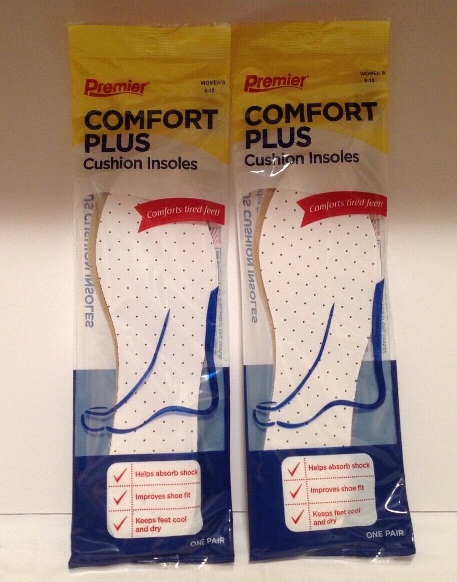 Premier Comfort Plus Cushion Insoles Shoe Insoles Sneaker Insert Women Size 9-10