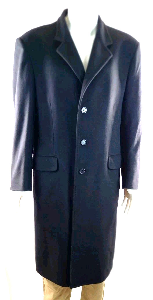 Sartoria Italiana Mens Coat Navy Wool Cashmere Mix Size 52R Smart