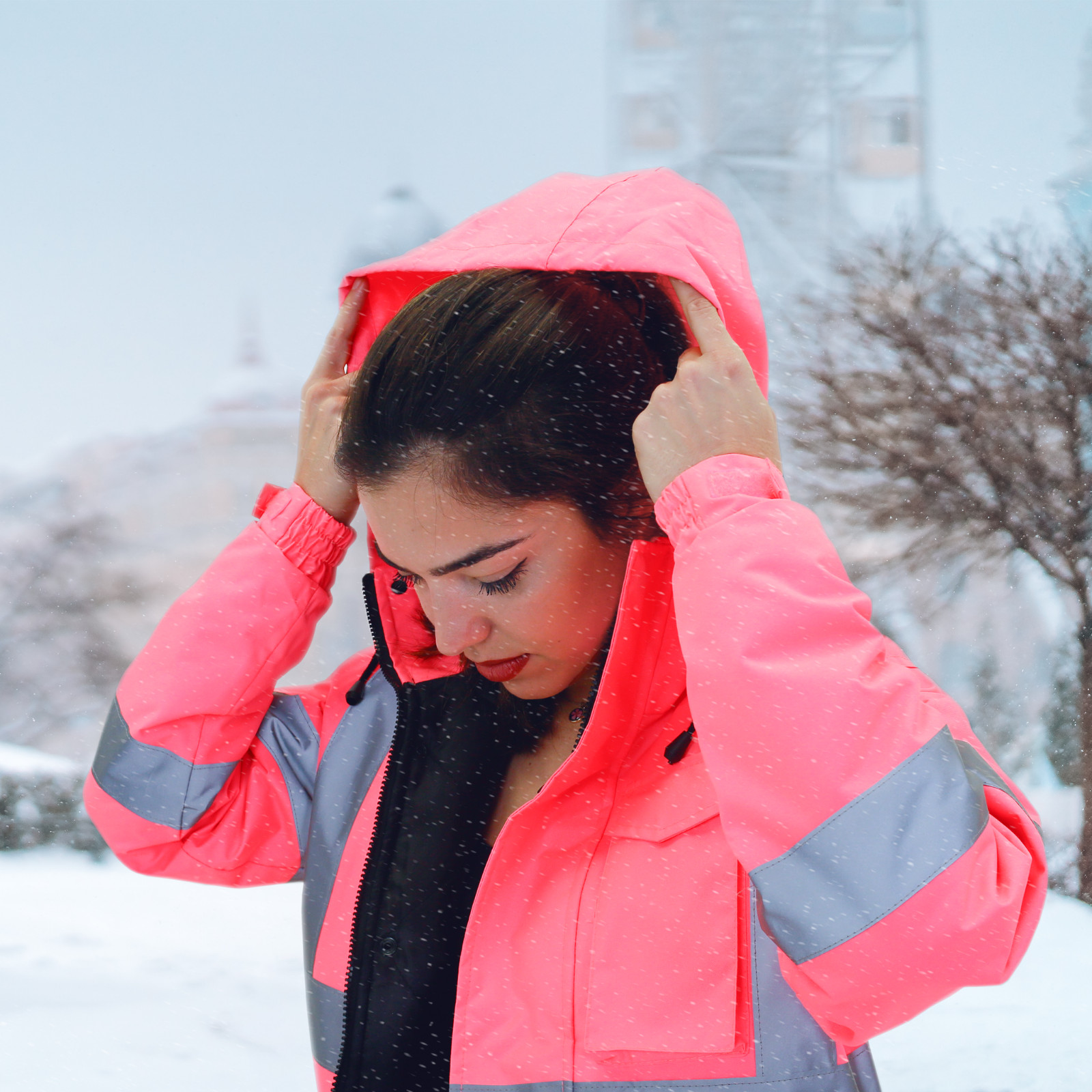Hi-Vis Pink Safety Jacket with Reflective Stripes insulated Jorestech