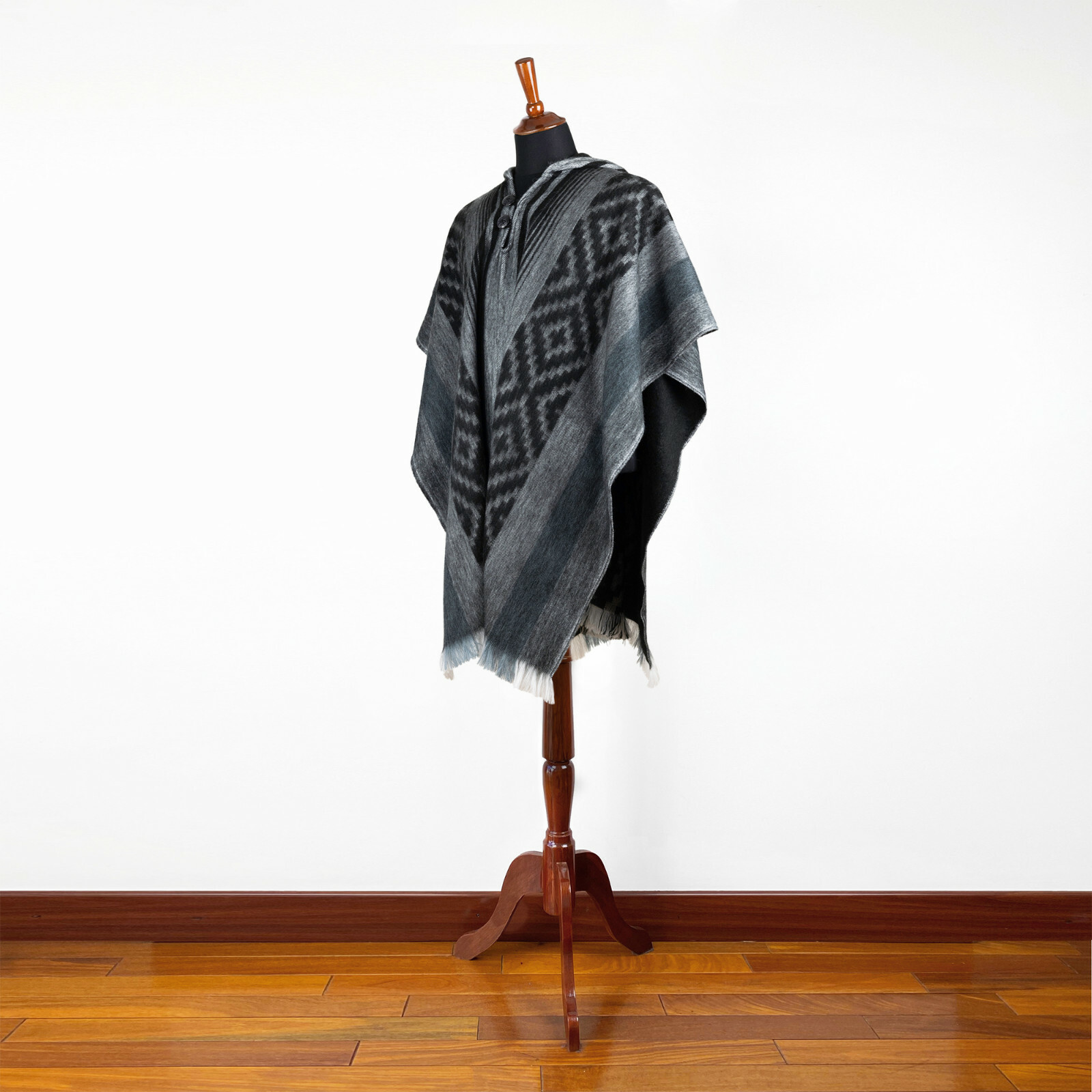 Lightweight BABY ALPACA Wool Hooded Poncho Pullover UNISEX Handmade in Ecuador