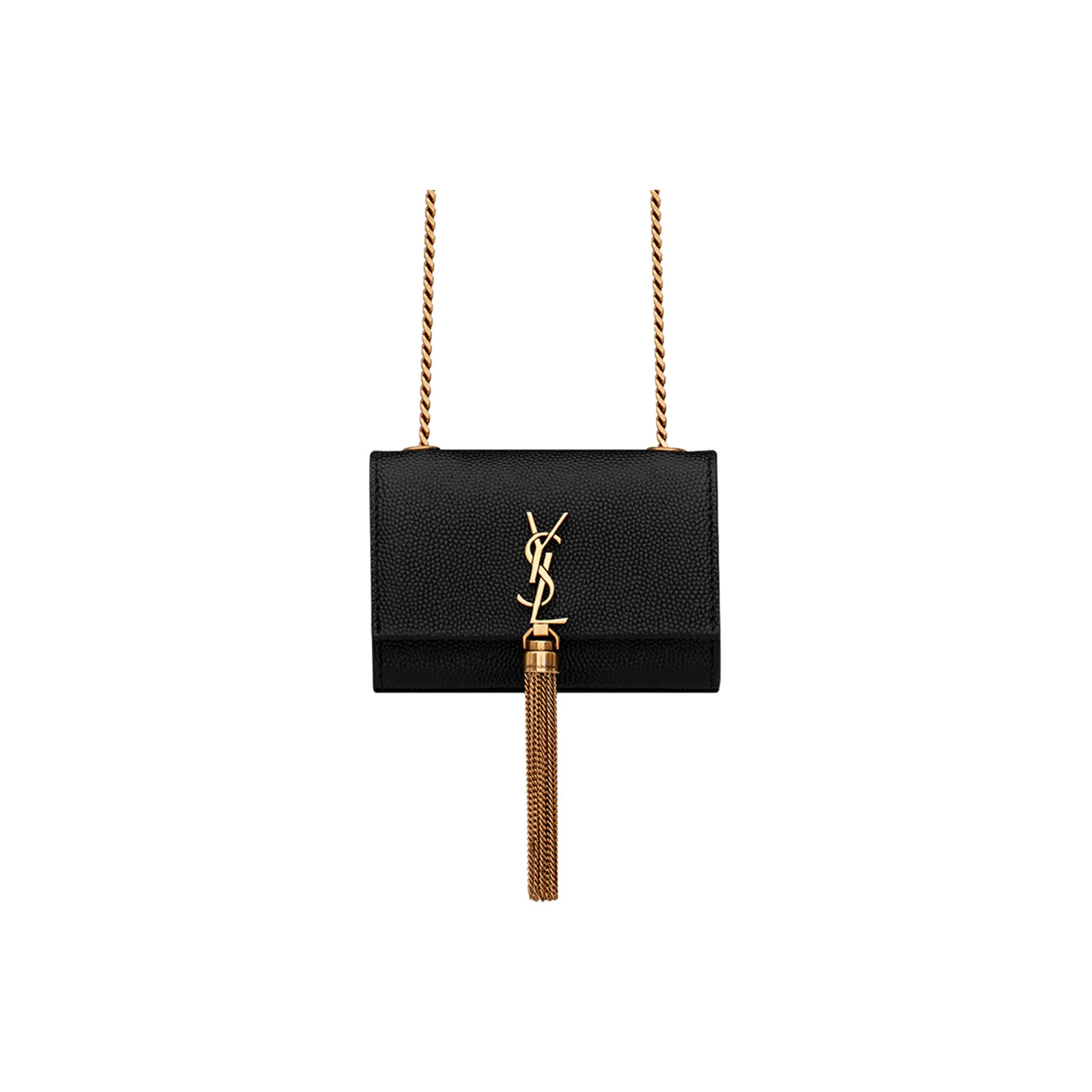 SAINT LAURENT KATE Leather Crossbody Earphone Bag Women’s Black 3.7*1.0*2.8 in