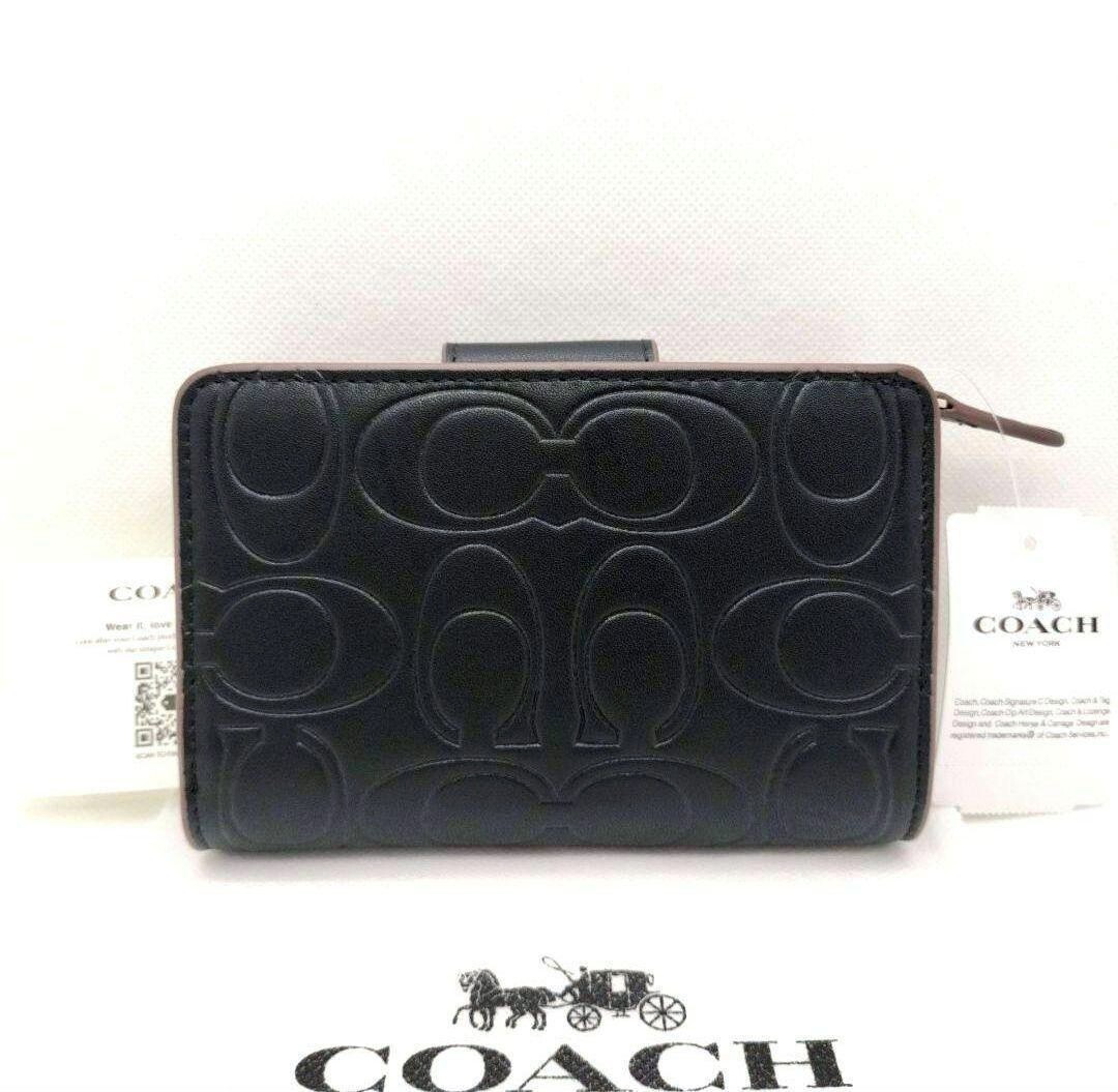 COACH Medium Corner Zip Wallet With Signature Black CM241 outlet F/S JP New