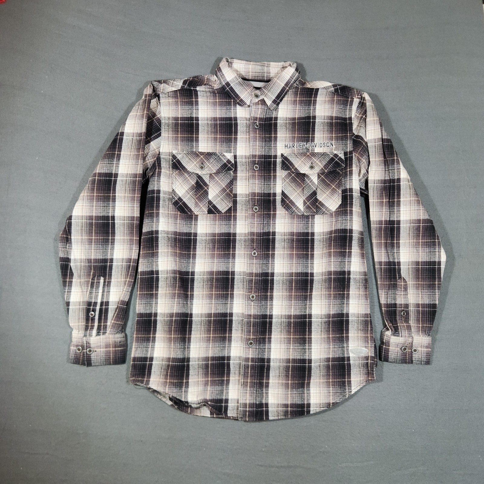 Harley Davidson Men Plaid Flannel Shirt L/ S Embroidered XL-Tall Motorcycle Bike