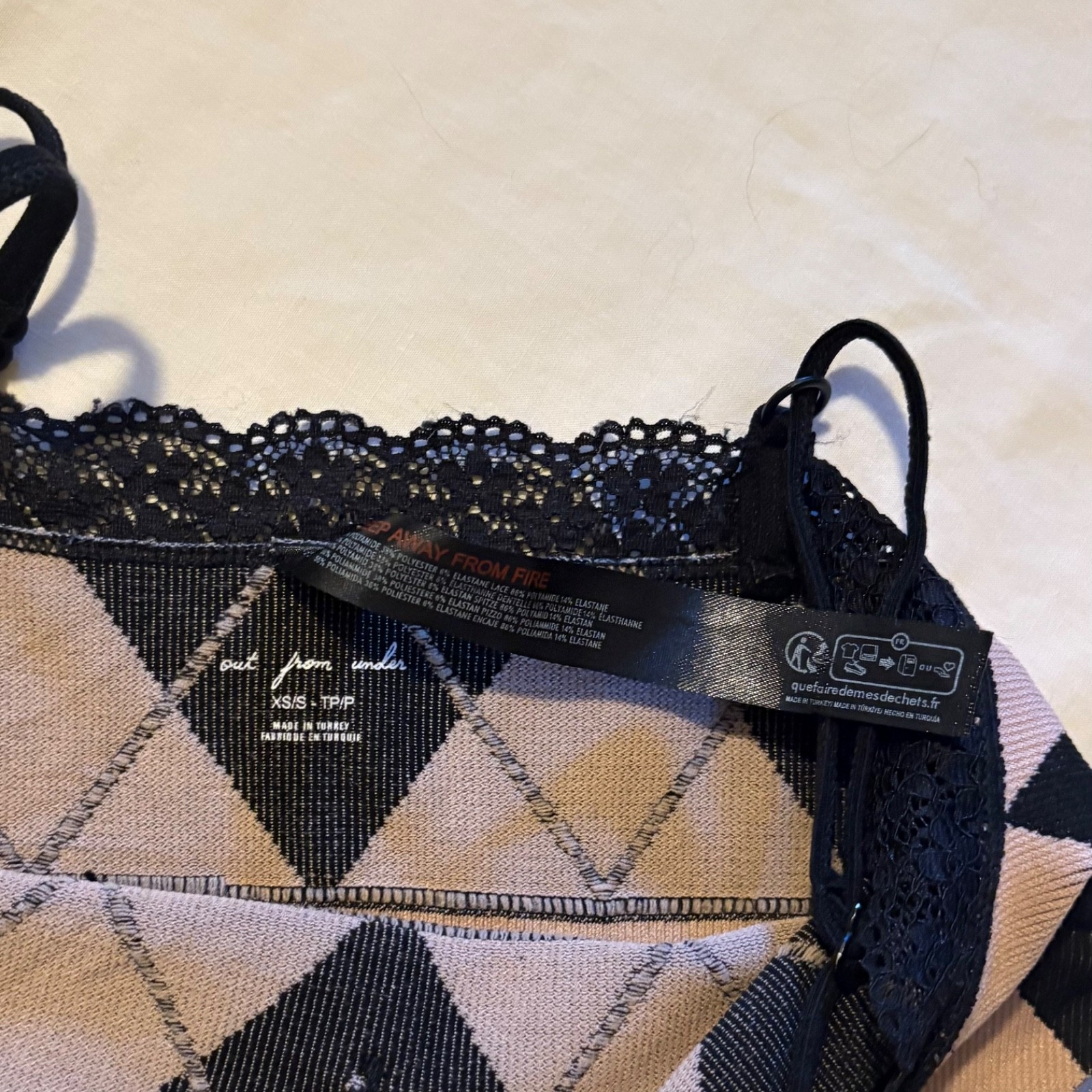 Out from Under Urban Outfitters Argyle Lace Tank Top XS/S dark academia trendy