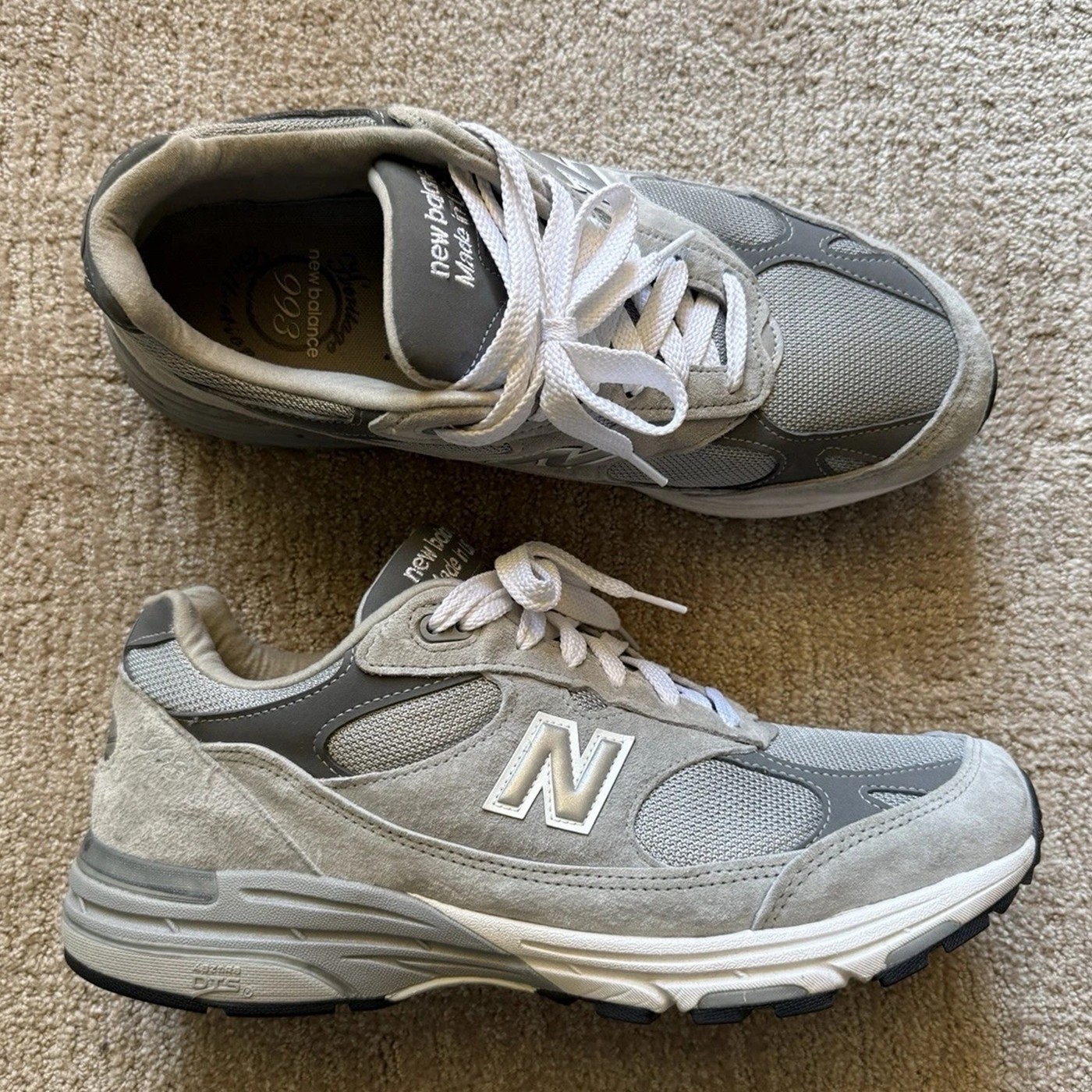 New Balance 993 Made in USA Grey White Mens Classic Running Shoes