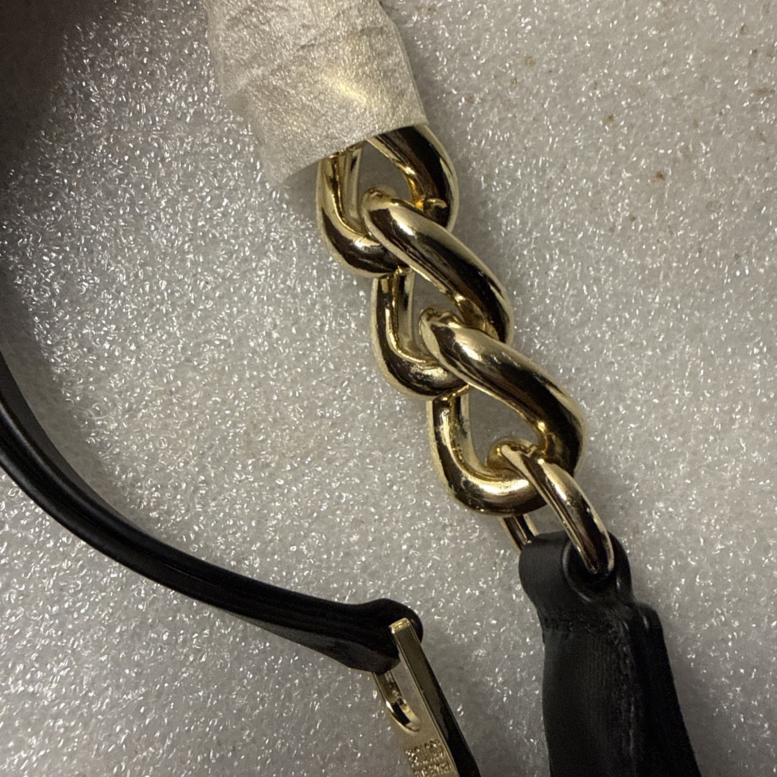 Versace Jeans Couture Shoulder Bag Black W9.1xH6.7″ Gold Chain Strap