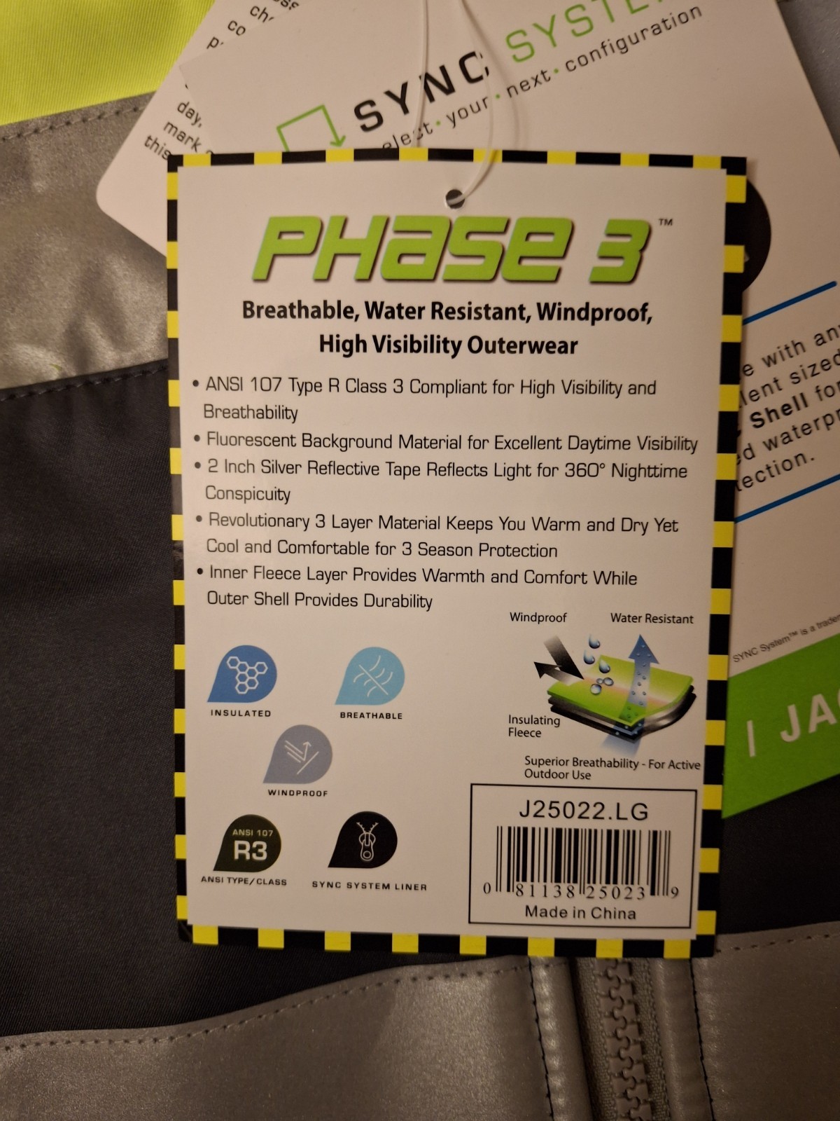 Tingley Phase 3 J25022 High Visibility Wind And Water Proof Lined Jacket (Large)