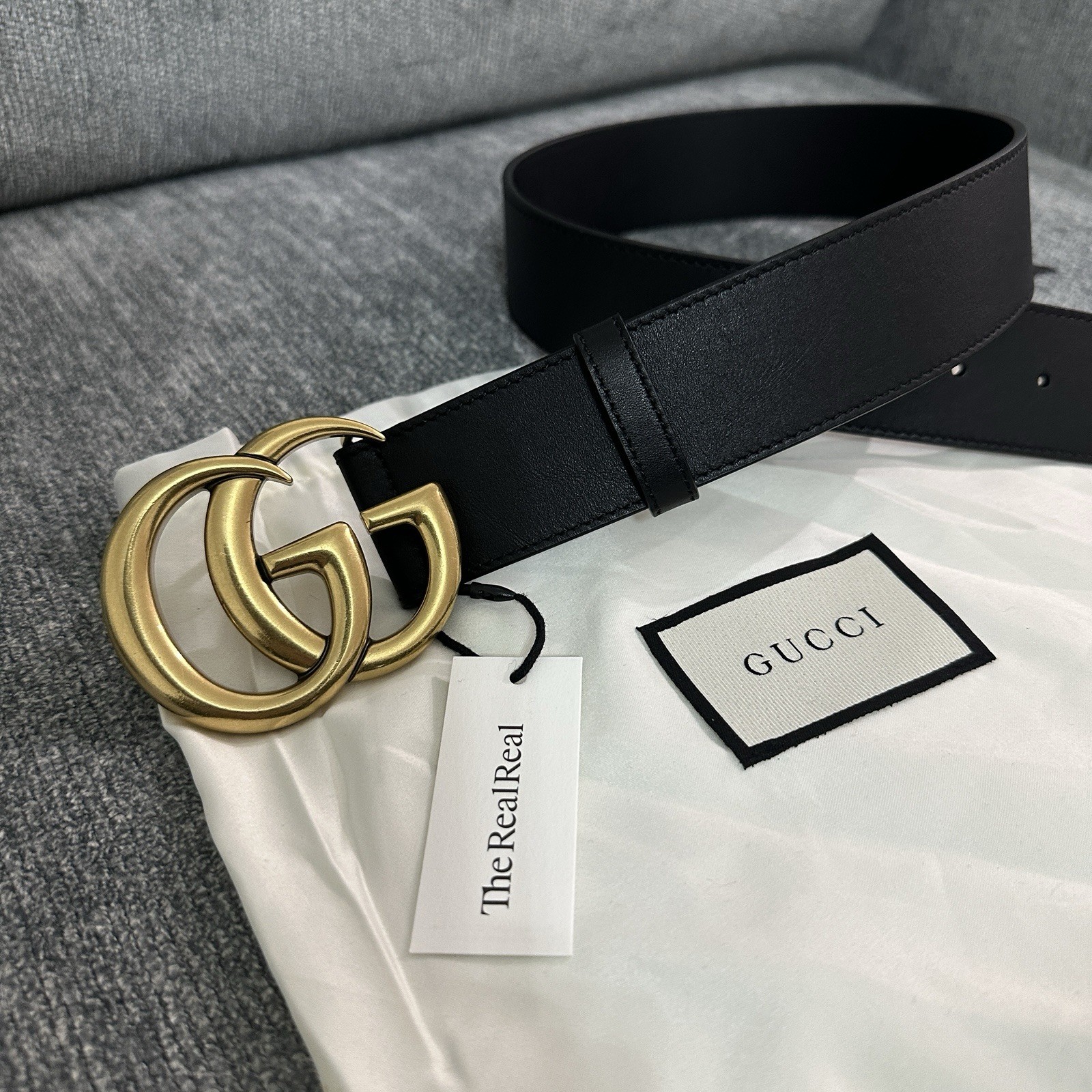 Authentic Gucci Black Leather GG Belt, Size 75cm Women 0-2