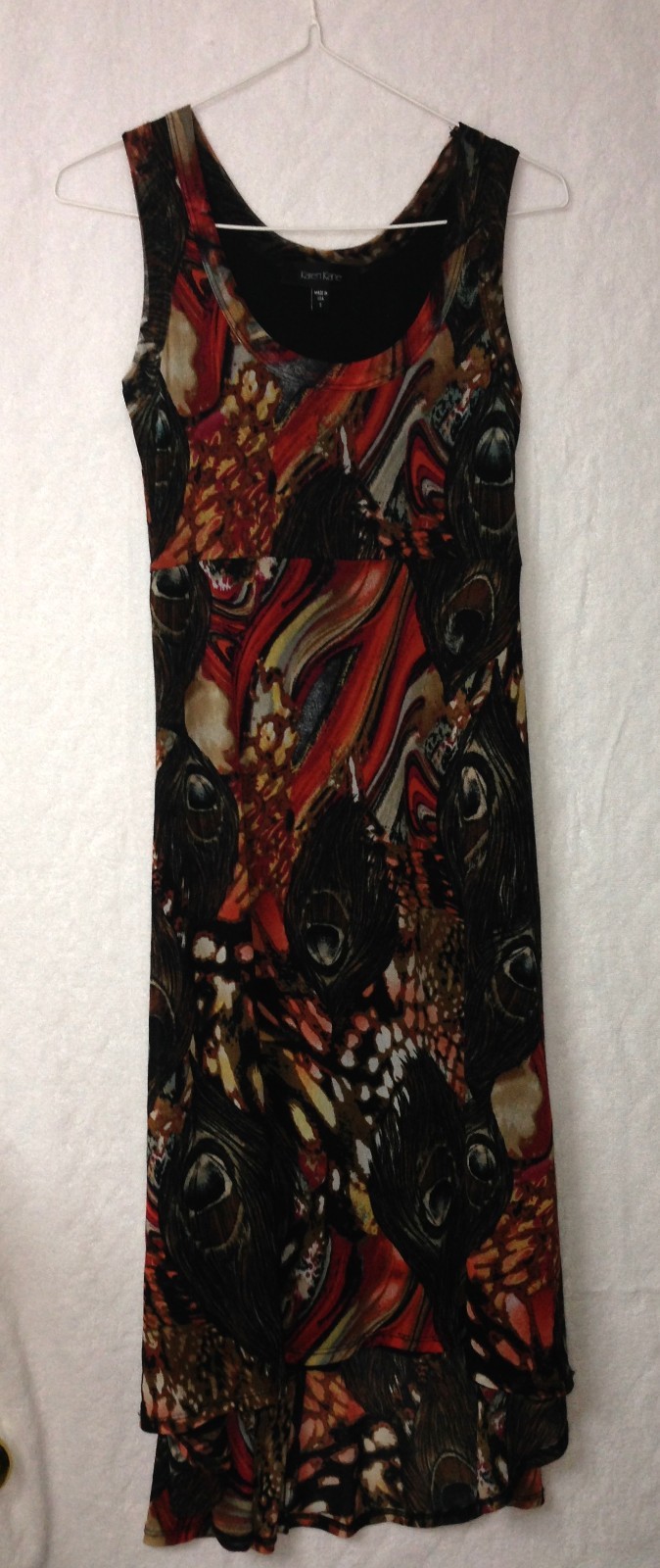 Karen Kane Long Contrast Tank Dress 100%Nylon Blended Browns