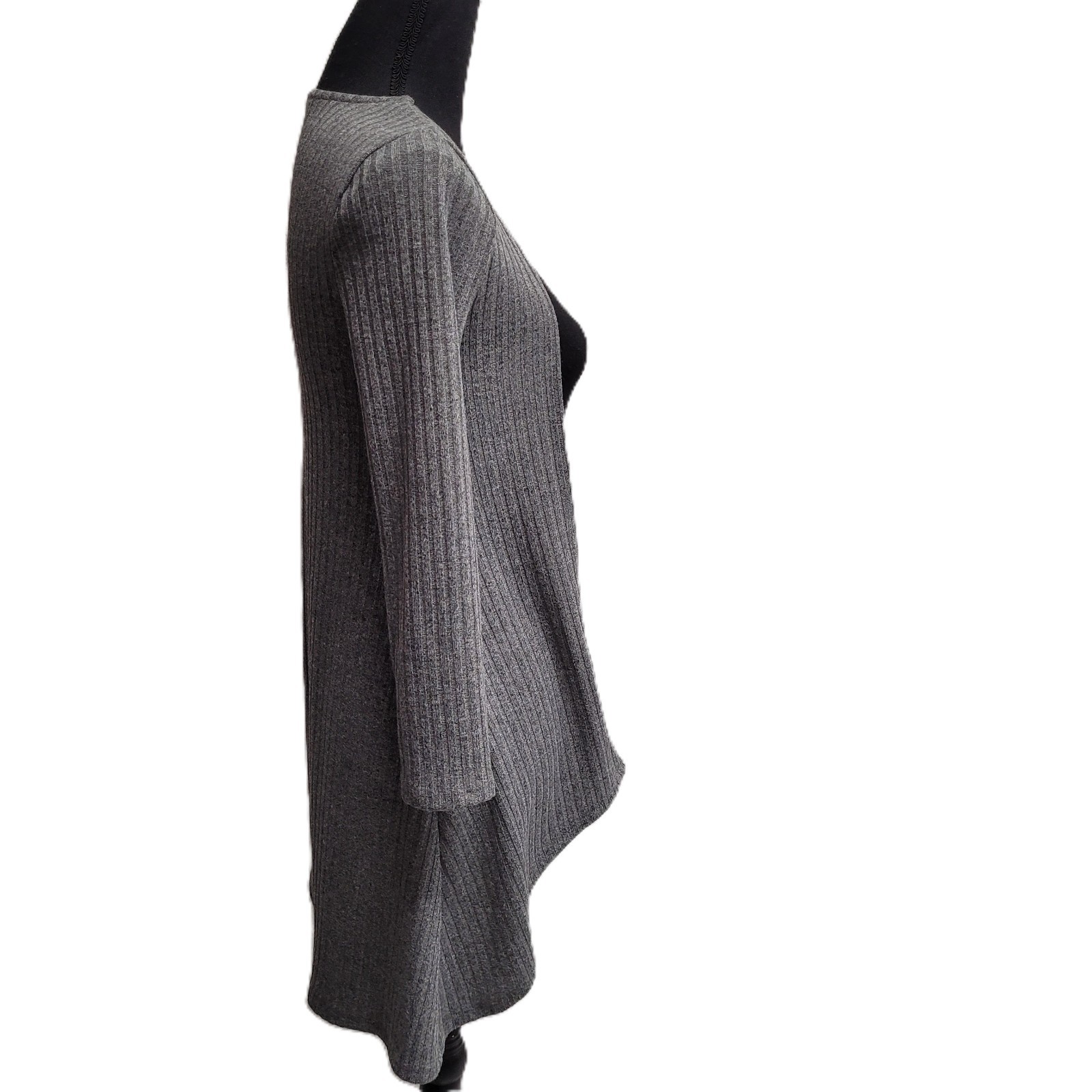 Beauties Wrap (S) Gray Knit Long-Sleeve Smooth-Feel Polyester-Blend