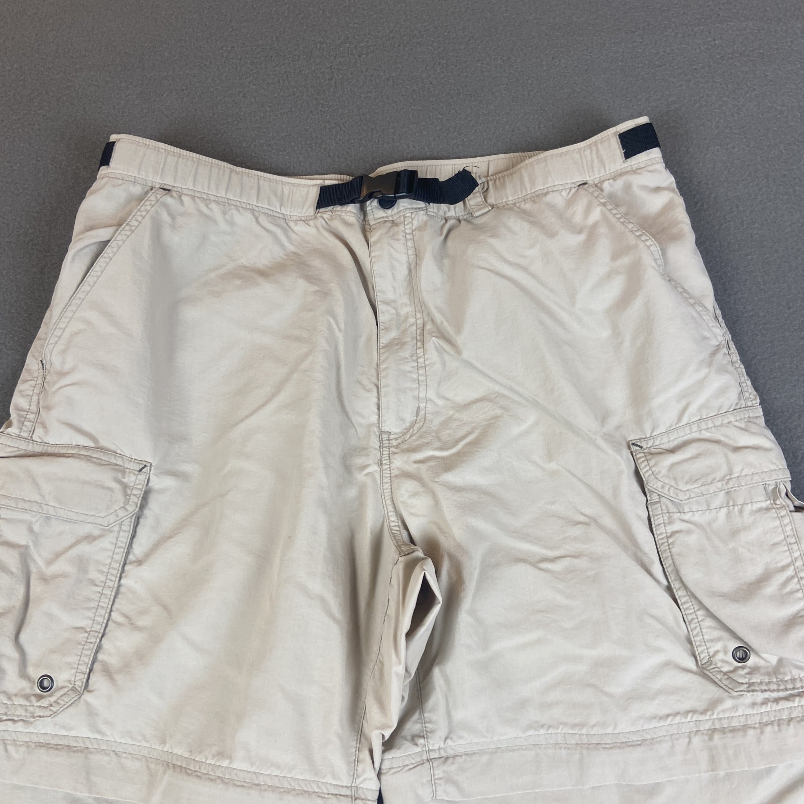 REI Pants Mens Large Beige Convertible Cargo Hiking UPF 50+ Workwear Belted